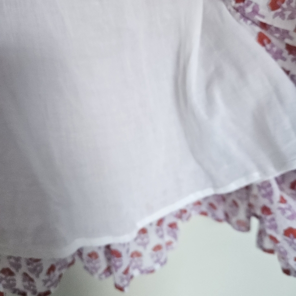 Oliphant Floral Ruffle Mini Dress in Pink and White Size S flaw - Picture 9 of 11